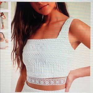 White lace crop top